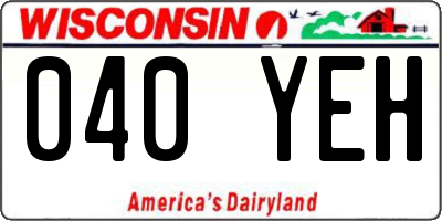 WI license plate 040YEH