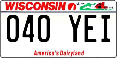 WI license plate 040YEI