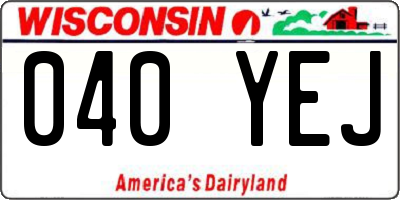 WI license plate 040YEJ