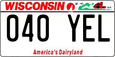 WI license plate 040YEL