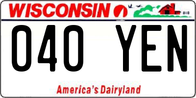 WI license plate 040YEN