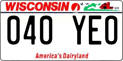 WI license plate 040YEO