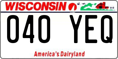 WI license plate 040YEQ