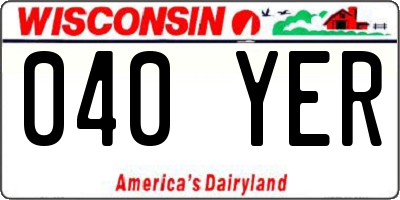 WI license plate 040YER