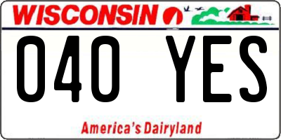 WI license plate 040YES