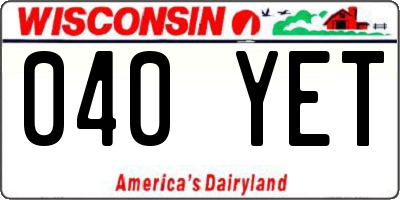 WI license plate 040YET