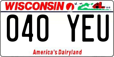 WI license plate 040YEU