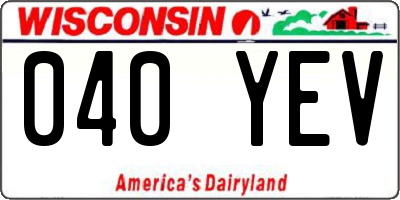 WI license plate 040YEV
