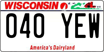 WI license plate 040YEW