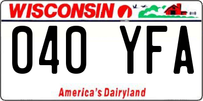WI license plate 040YFA
