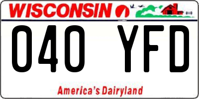 WI license plate 040YFD