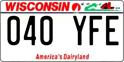 WI license plate 040YFE