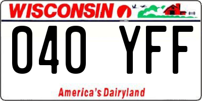 WI license plate 040YFF
