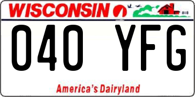 WI license plate 040YFG