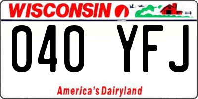 WI license plate 040YFJ