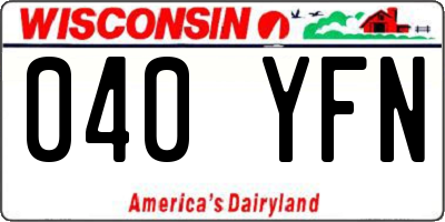 WI license plate 040YFN