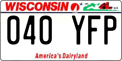 WI license plate 040YFP