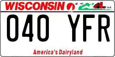 WI license plate 040YFR