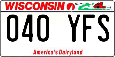WI license plate 040YFS
