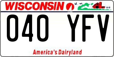 WI license plate 040YFV