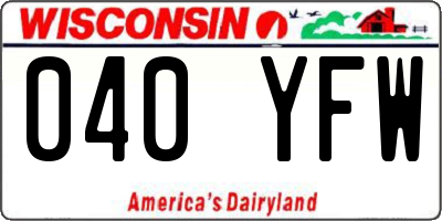 WI license plate 040YFW