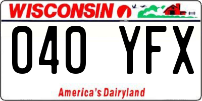 WI license plate 040YFX