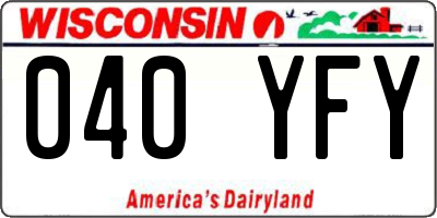 WI license plate 040YFY