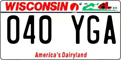 WI license plate 040YGA