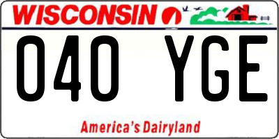 WI license plate 040YGE