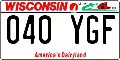 WI license plate 040YGF
