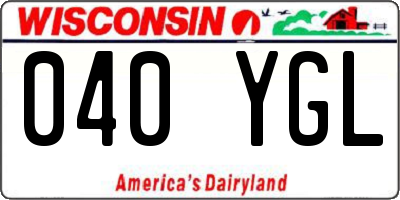 WI license plate 040YGL