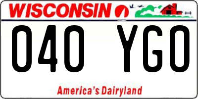WI license plate 040YGO