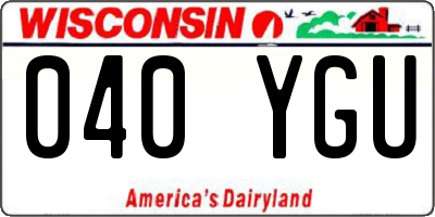 WI license plate 040YGU