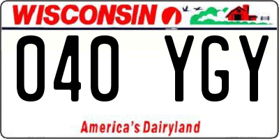 WI license plate 040YGY
