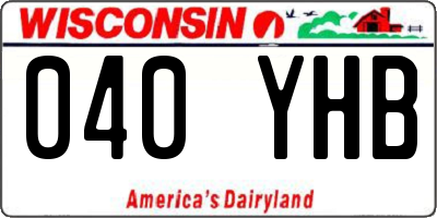 WI license plate 040YHB