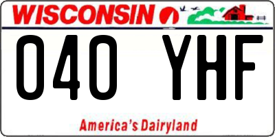 WI license plate 040YHF