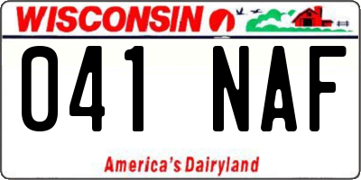 WI license plate 041NAF