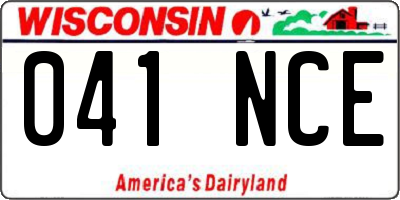 WI license plate 041NCE