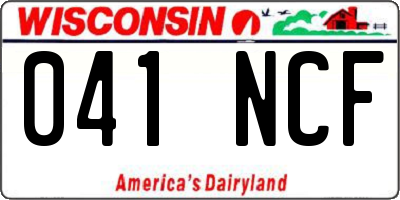 WI license plate 041NCF