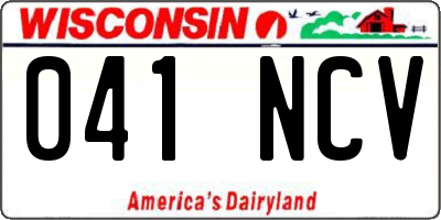 WI license plate 041NCV