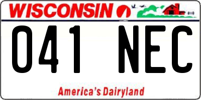 WI license plate 041NEC