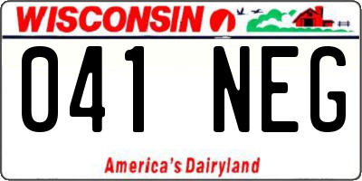 WI license plate 041NEG
