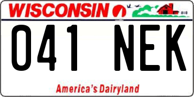 WI license plate 041NEK