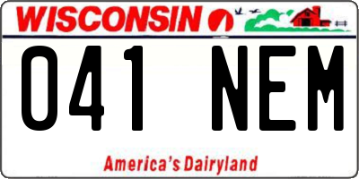WI license plate 041NEM