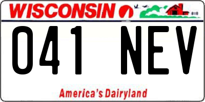 WI license plate 041NEV