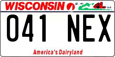WI license plate 041NEX