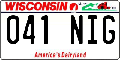 WI license plate 041NIG