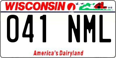 WI license plate 041NML