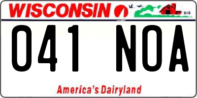 WI license plate 041NOA