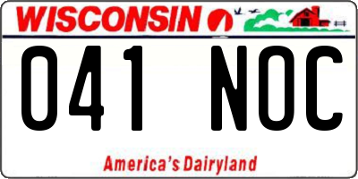 WI license plate 041NOC